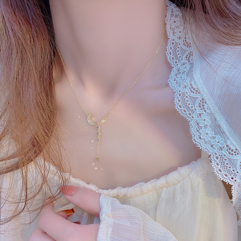 Design Sense Star And Moon Zircon Temperament Water Drop Star