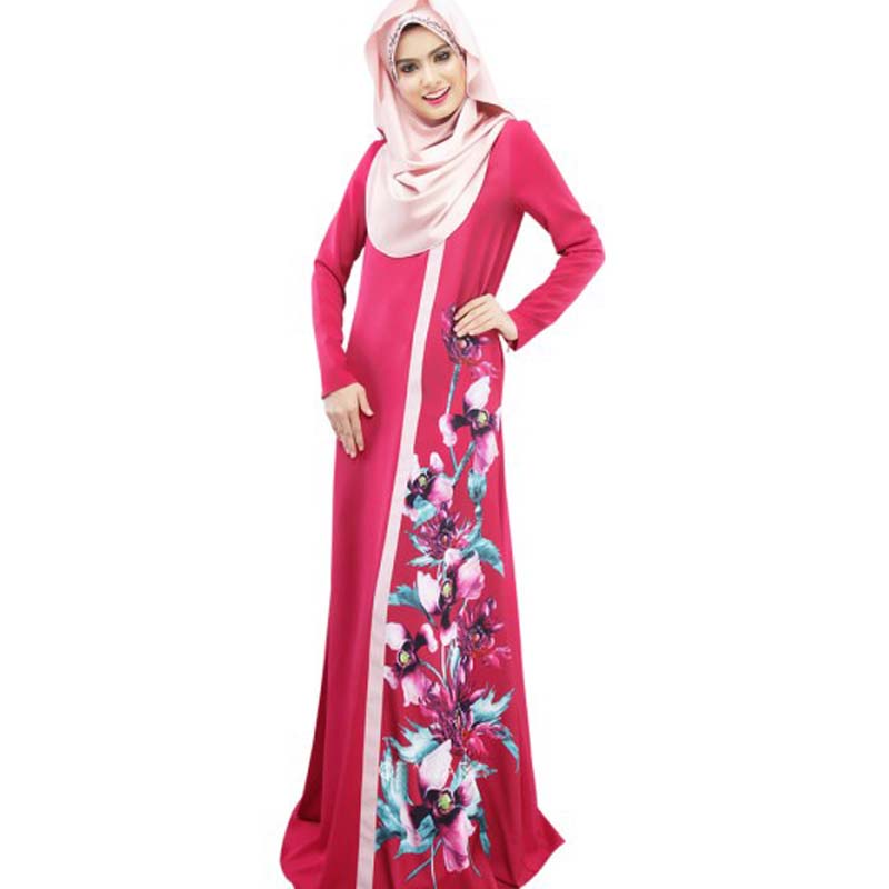 Women's ethnic print maxi dress with 3D pattern - front view showing vibrant digital printing