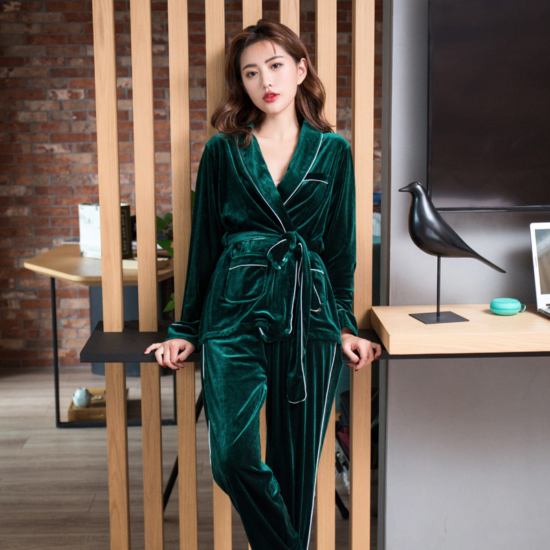 Title 6, Ladies gold velvet waist two-piece suit