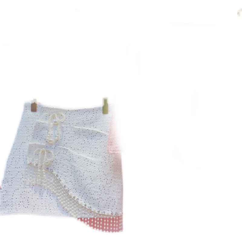 Fashionable Bowknot Beaded High Waist A-line Short Skirt