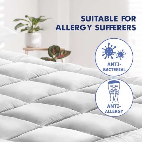 Mattress Topper Bed Pillowtop Mat Pad Protector Cover 4 Size 10CM Extra Thick---Queen-white