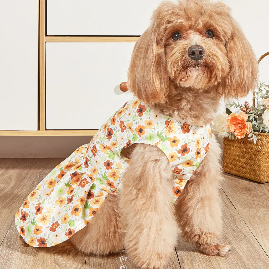Cute Breathable Pet Dog Princess Skirt - Yellow Flower