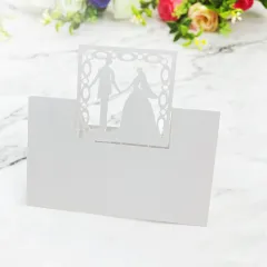 European-style Wedding Seat Holding Hands Small Table Card - White - View 1