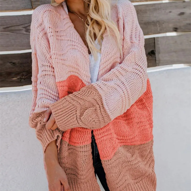 Women's Patchwork Plus Size Cardigan Sweater