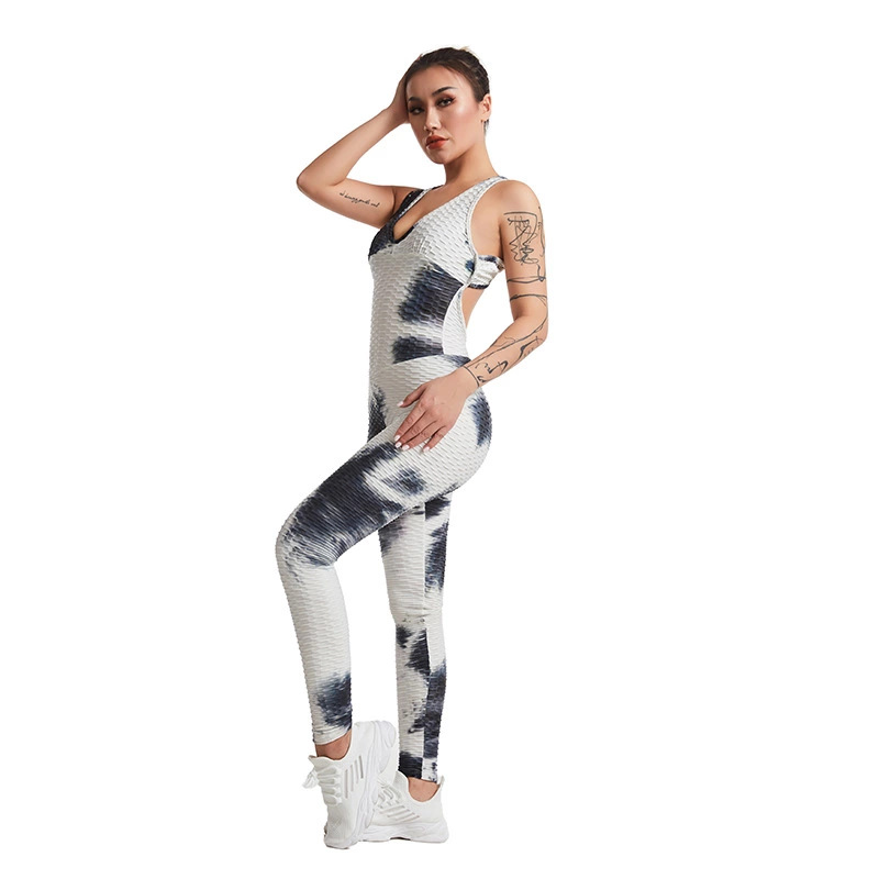 One-piece Yoga Wear Running Fitness Tie-dye One-piece Cropped Pants