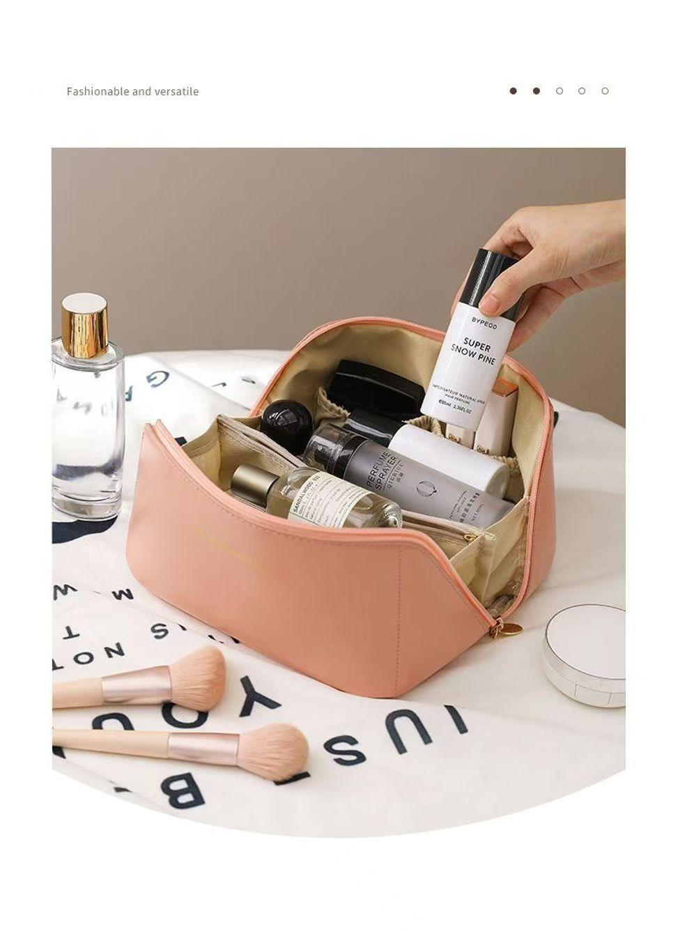 Multifunctional Toiletry Bag With Thickened PU Pillow Case Travel-Friendly Portable High-Fashion Makeup Bag Handheld Storage Pouch