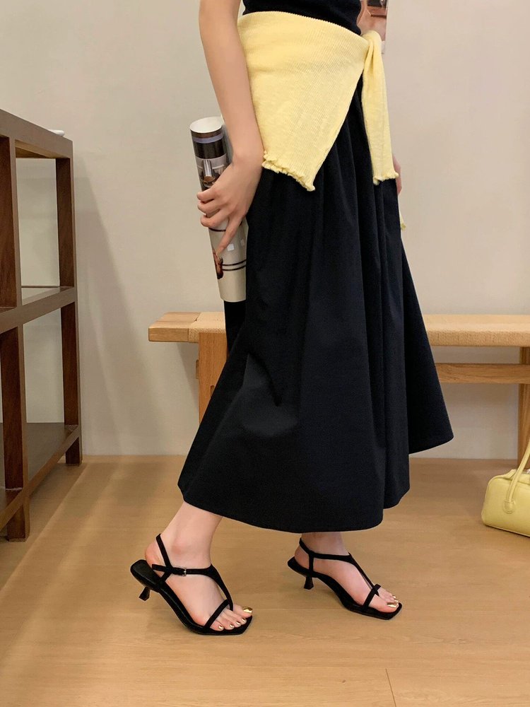 Women's 2026 New Vintage Thong Square Toe Sandals, Thin Strap High Heel Roman Sandals, Casual Beach Vacation Shoes For Summer