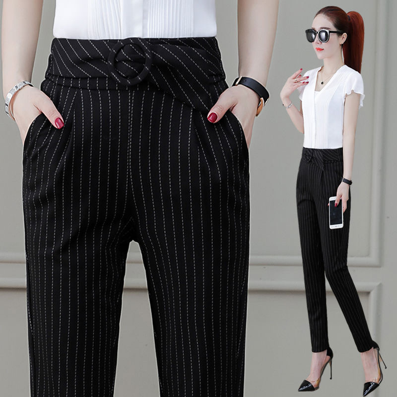 Stretch Thin Striped Professional Harem Pants Fashion All-match Casual Pants