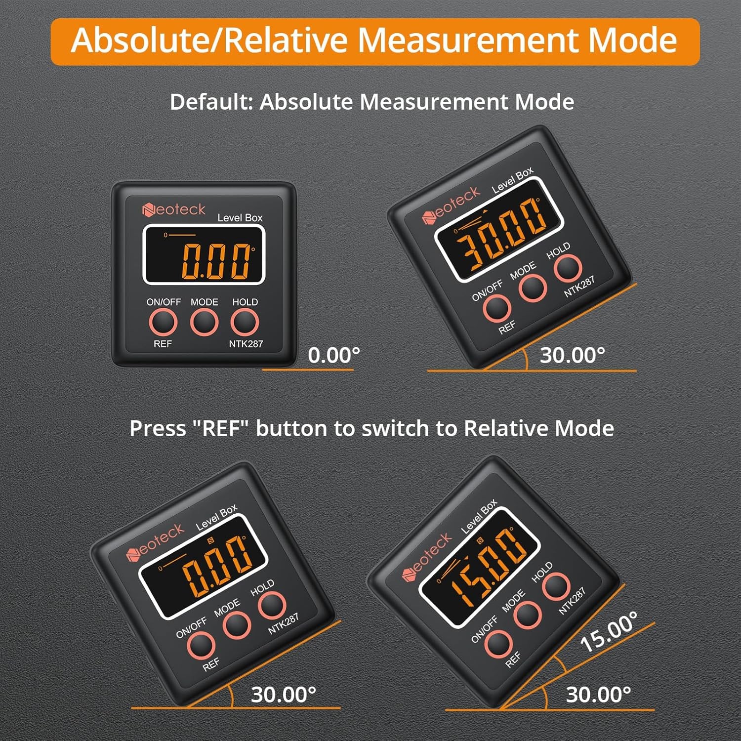 Neoteck Digital Angle Finder Inclinometer Gauge Magnetic Protractor Box Bevel — image 6