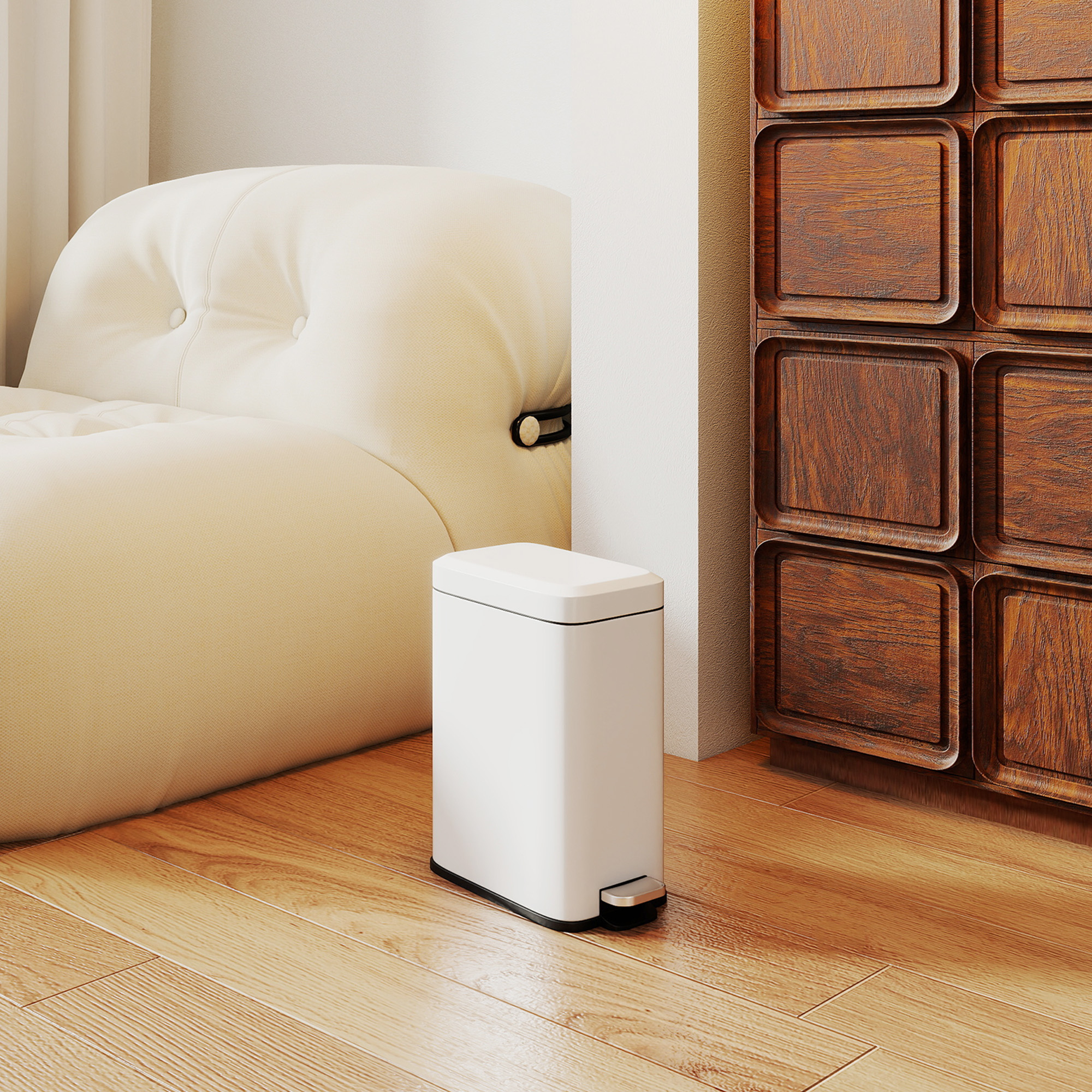 5-liter Rectangular Compact Garbage Bin, Steel Body, Detachable Silent — image 11