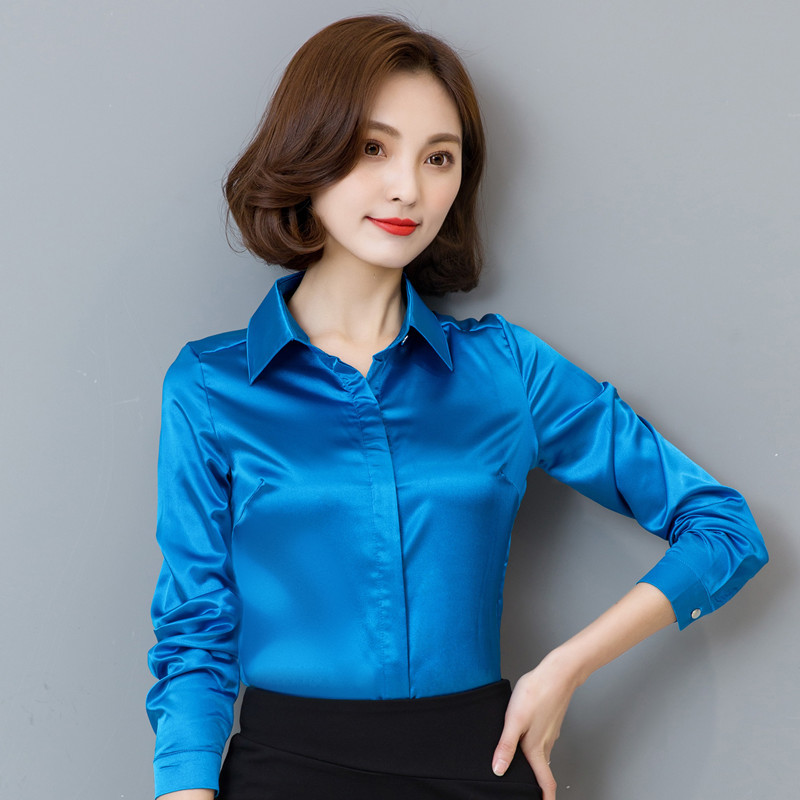 Title 9, Simulated Silk Long-sleeved Shirt Fashion Casua...