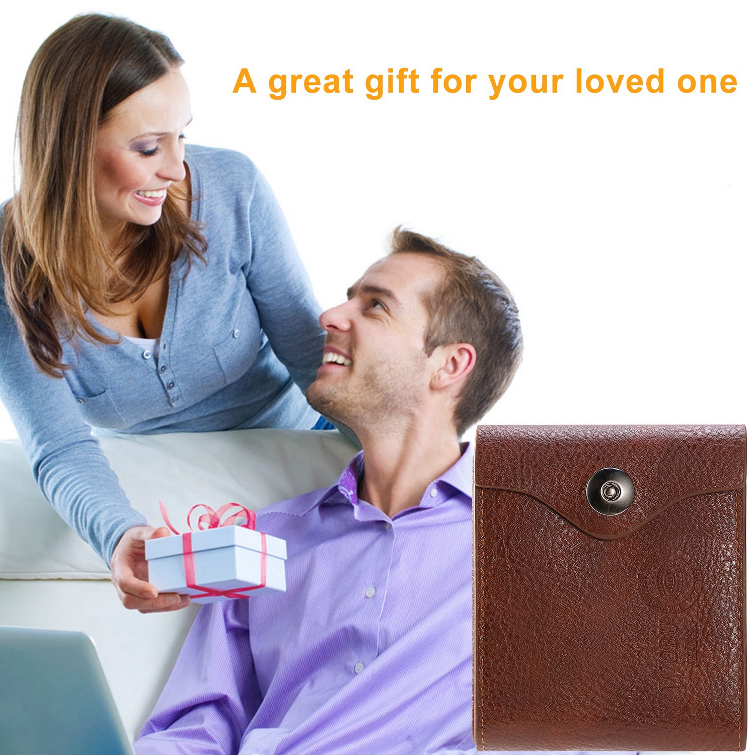 1Pc Men  Wallet PU Leather Purse Slim Card Holder Cases With 2 ID Window Coin Pocket — foto 3