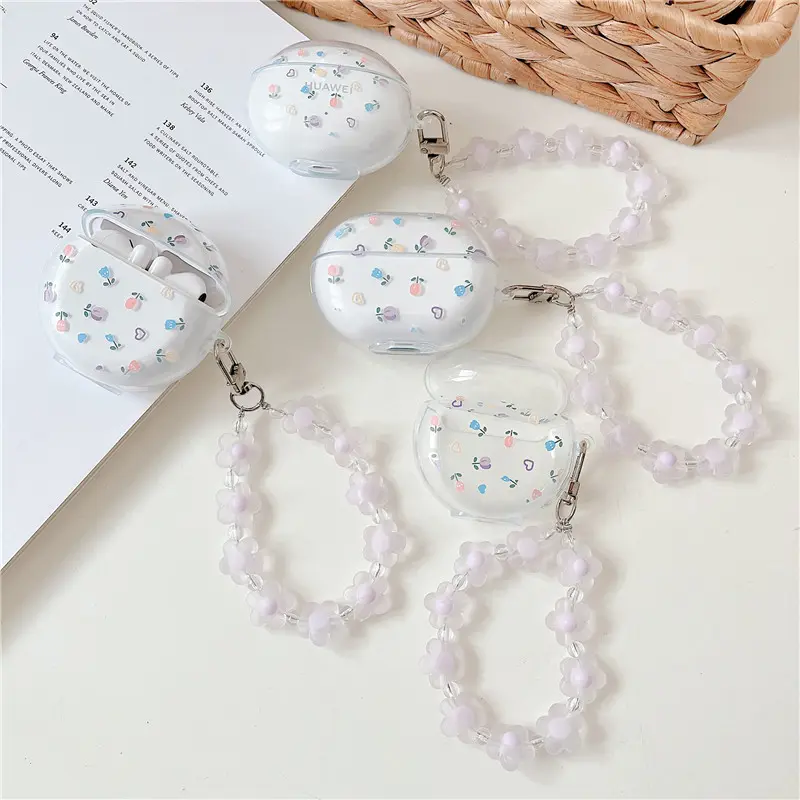 Small Floral Butterfly Wireless Bluetooth Headphone Set Transparent Silicone