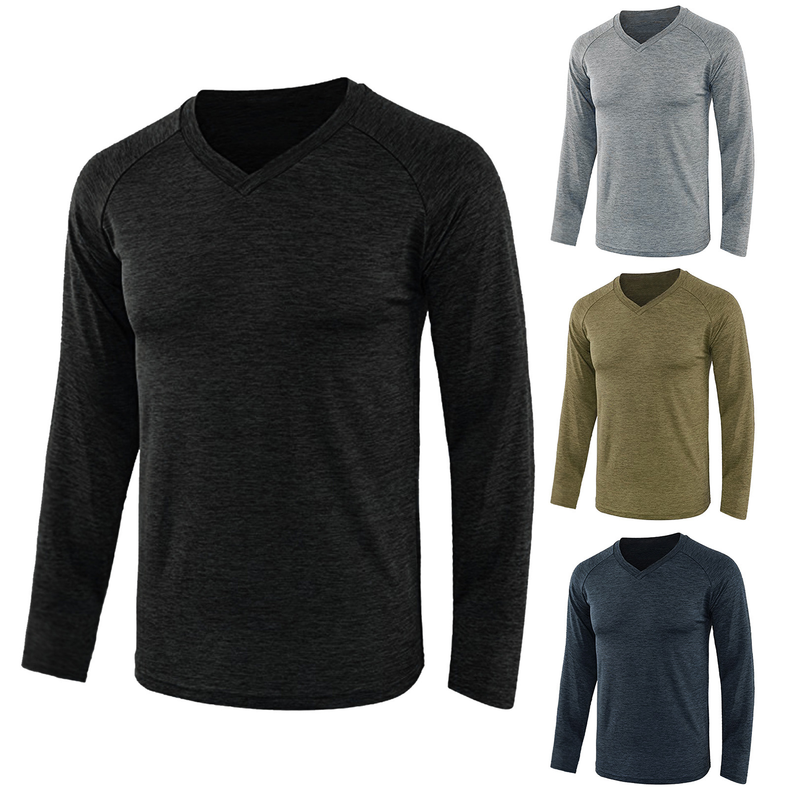 Men's Solid Color Long Sleeve Raglan Sleeve T-shirt