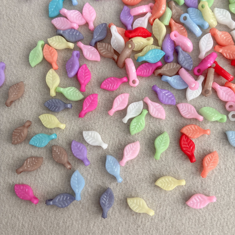 Solid Opaque Acrylic Leaf Charms, Top-Hole Veined Small Petal Beads For DIY Hanfu Hairpin Buyao Pendant Drops & Jewelry Making.
