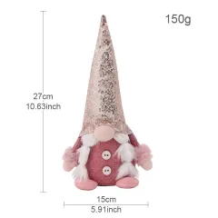 Pink Sequin Rudolf Dwarf Doll Decoration - Female - View 1