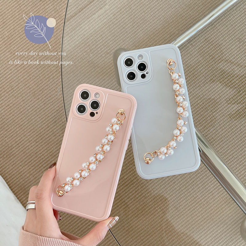 Rhinestone Pearl Bracelet Suitable For Pro Max Mobile Phone Shell  Female Soft