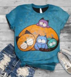 Fashion Digital Cat Print Female T Short Sleeve - 11 Style - View 1