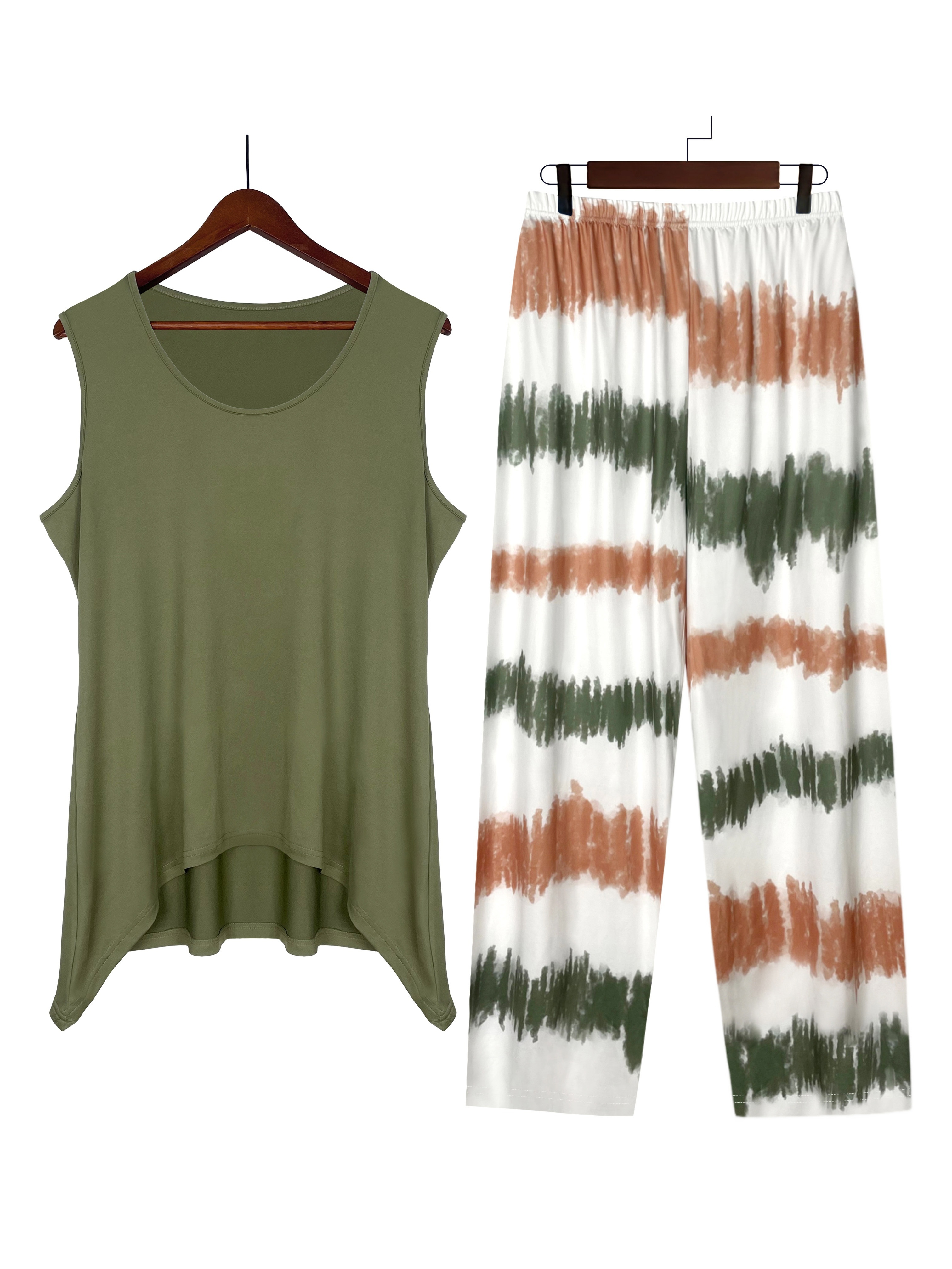 Elegant Floral Print Two-Piece Set - Round Neck