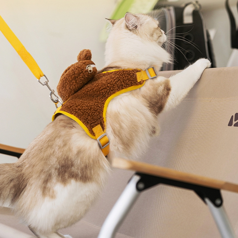 Cat Walking Rope, Vest Style Dog Cartoon Animal Wool Grain Leash, Autumn And Winter Pet Cat Leash