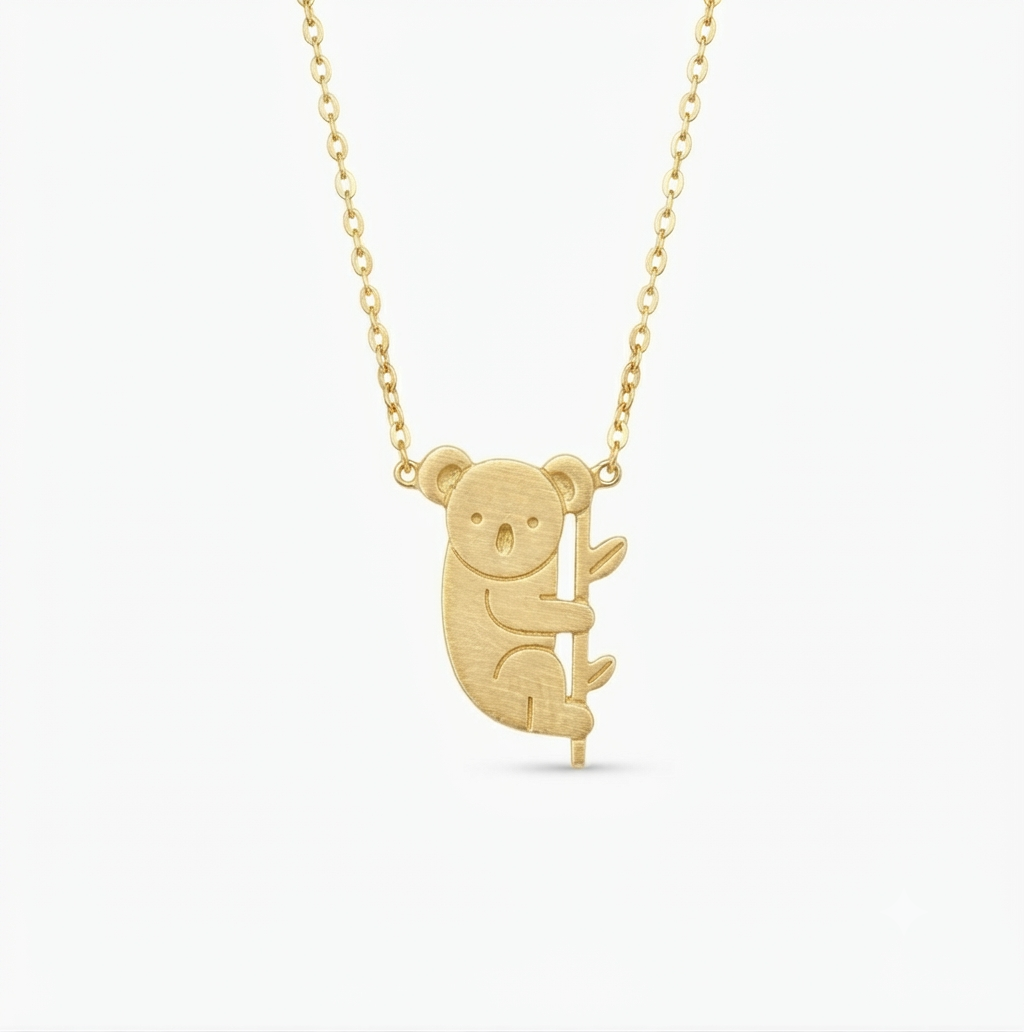 Custom 24K Gold Plated Koala Necklace Silver Personalized Pendant