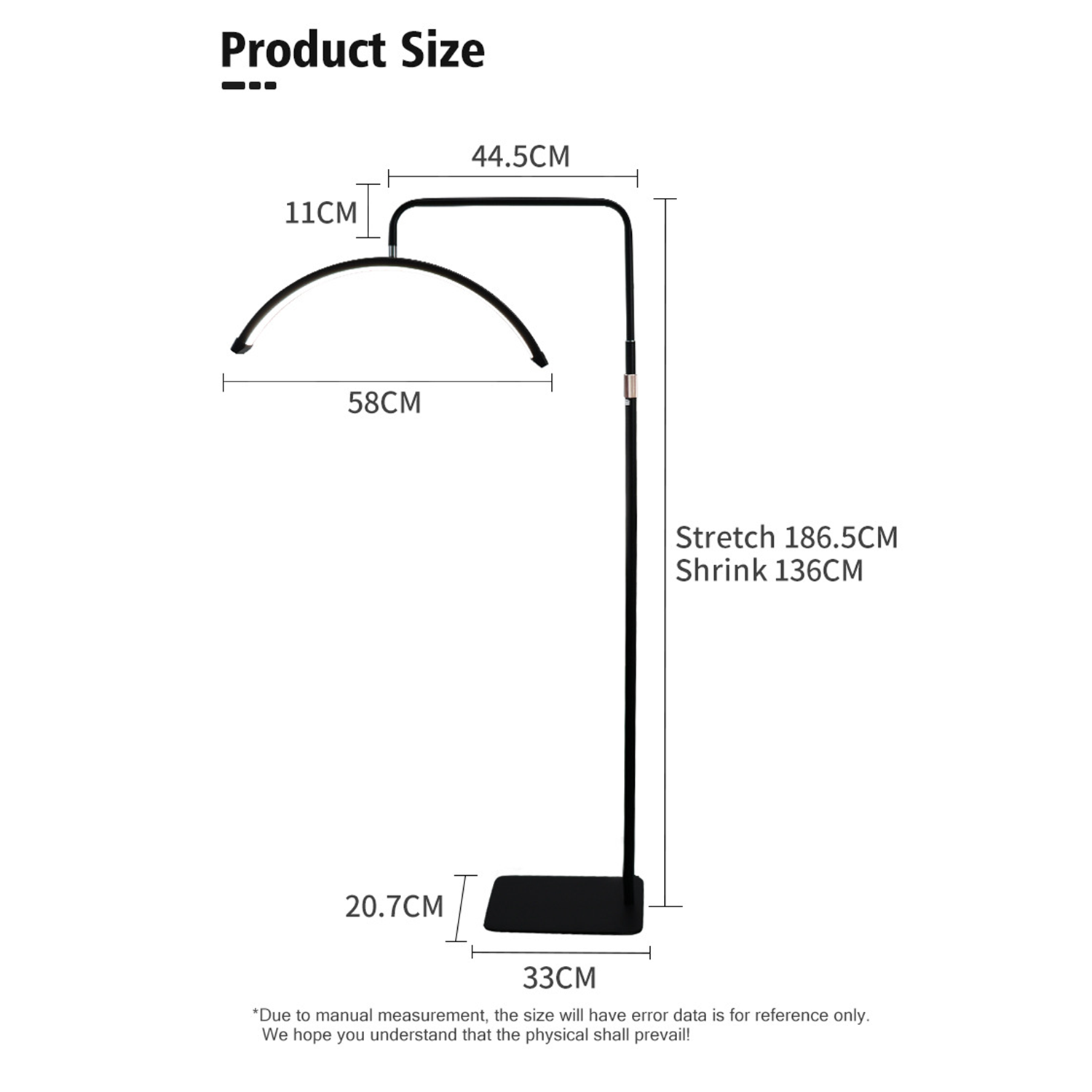 Beauty Half Moon Floor Fill Lamp LED Lash Light For Tattoo Salon Eyelash Makeup