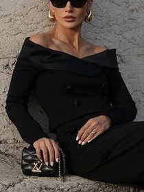 Solid Color Off shoulder Crop Top & High waisted Pants Set Xs Top - Shop at LoveMi