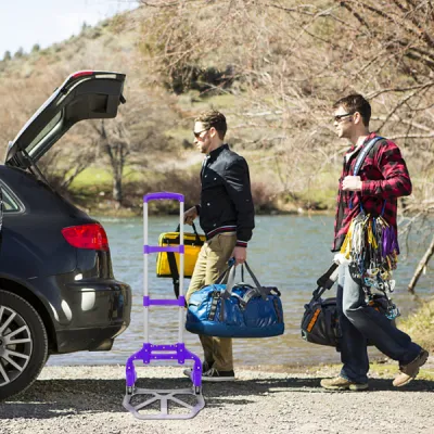 Portable Foldable Telescopic Trolley Luggage Cart Purple