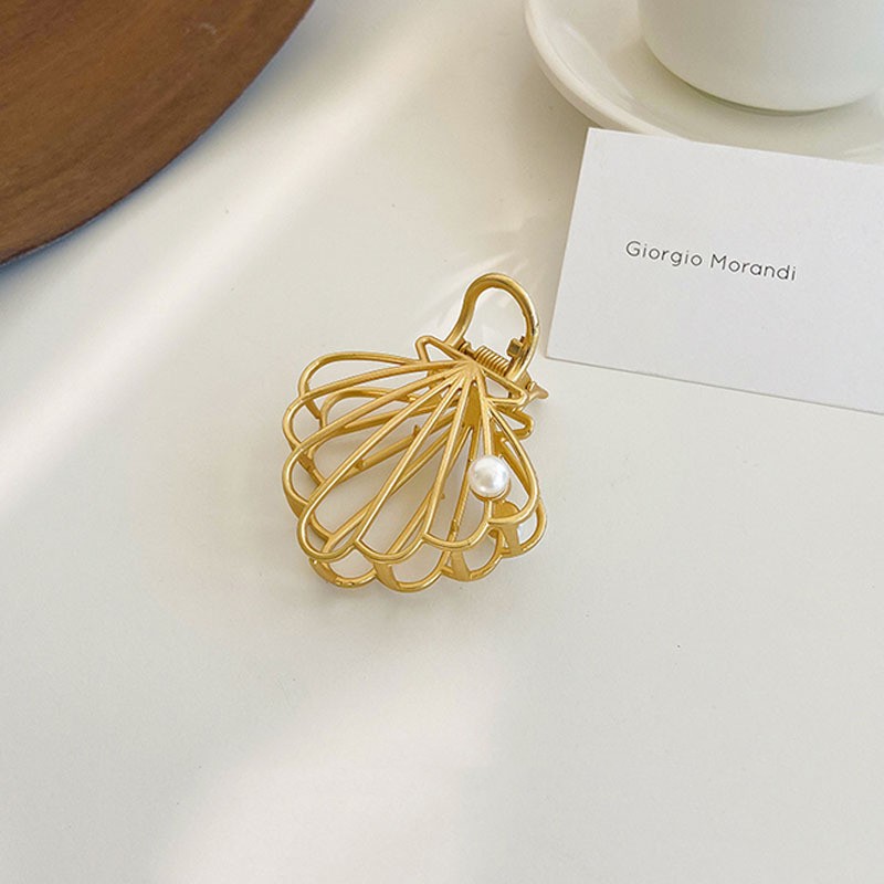 Korean Chic Minimalist Style Geometric Metal Clutch Shell Section - Shop at LoveMi