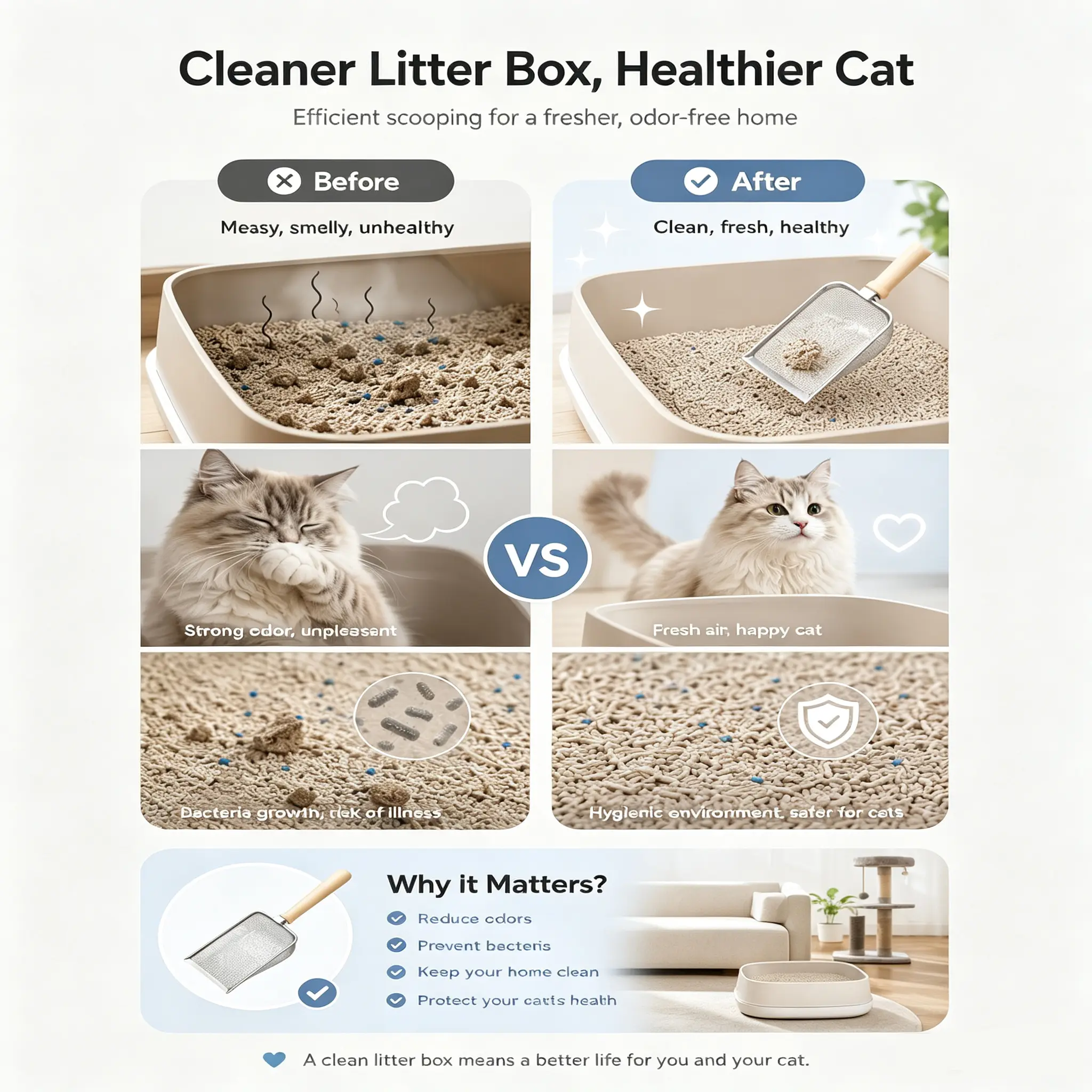 Stainless Steel Cat Litter Scoop With Fine Mesh Sifter, Durable Metal Litter Scooper With Ergonomic Wooden Handle, Heavy Duty Kitty Litter Shovel For Easy Clean