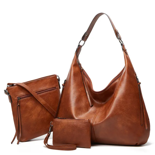 Three piece One shoulder Messenger Handbag Brown - Shop at LoveMi