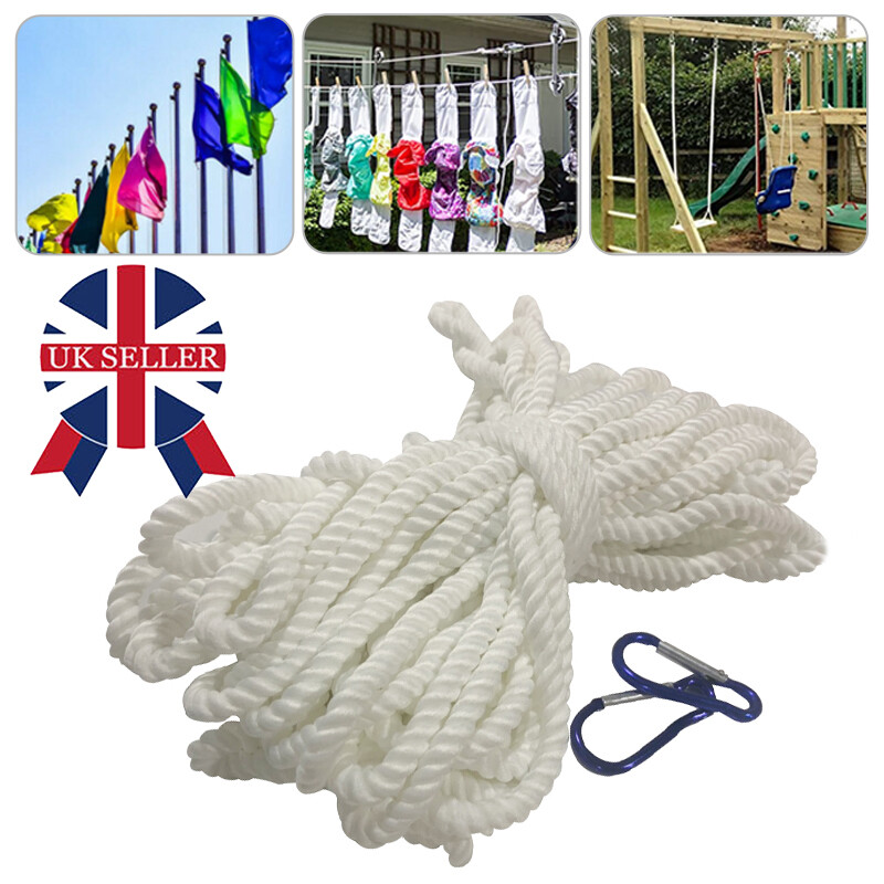12.5 M Durable Flagpole Halyard Rope Flags Pole Rope Nylon Braided Cord White