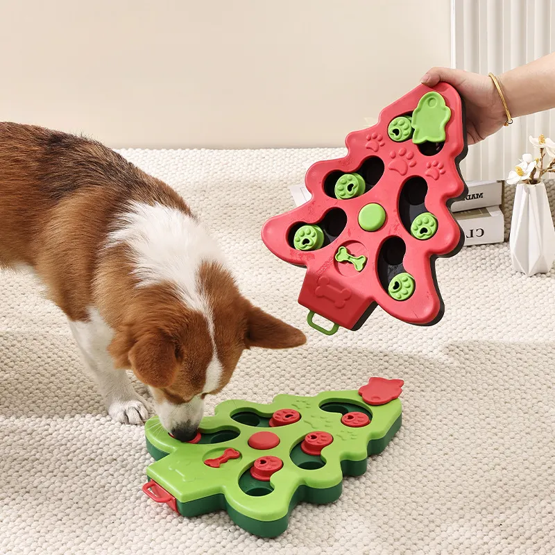 Interactive Dog Puzzle Toys Christmas Tree Slow