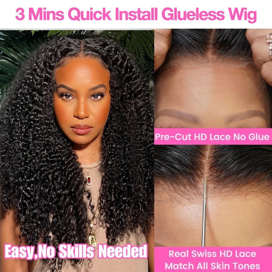 Kinky Curly Lace Frontal Wig Wear Go Glueless Wig Afro Curly Human Hair Wigs 7x5 HD Transparent Lace Closure Wig - Image 7