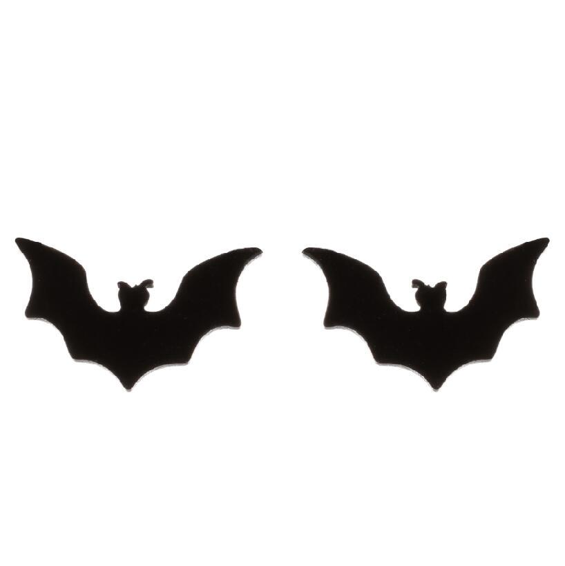 Halloween Bat Stud Earrings Stainless Steel Small Animals