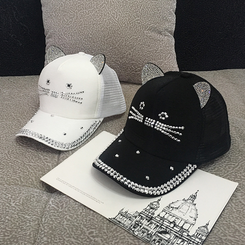 Women's Cute Fashion Rhinestone Cat Ears Hat