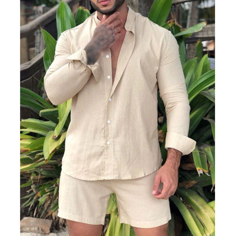 Title 6, Mens Long Sleeve Shirt Shorts Two Piece Solid ...