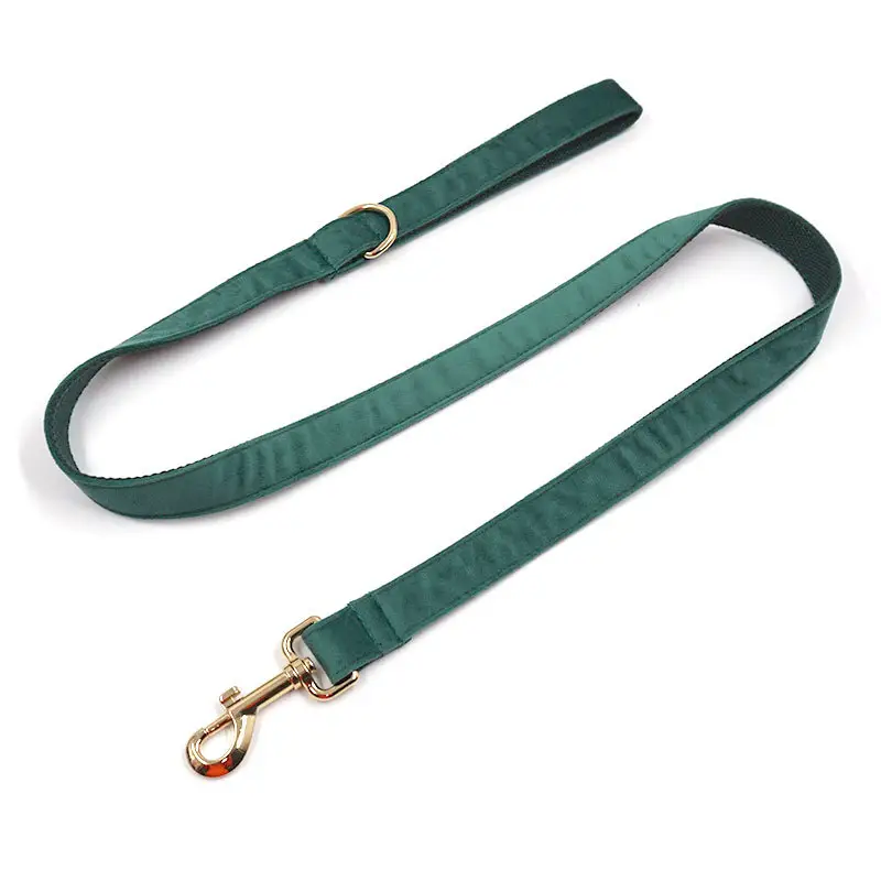 Green Velvet Dog Collar Leash Pet