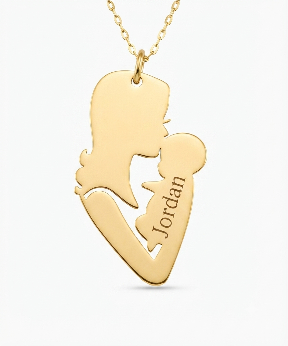 Custom Mother & Baby Name Necklace 24K Gold Plated Gift For Mom 4