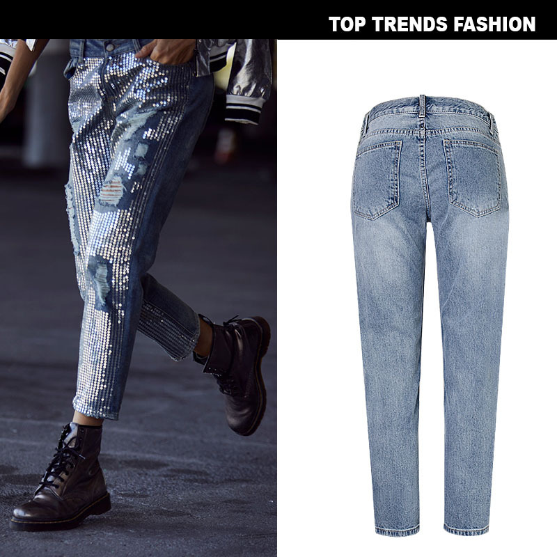 Women's Loose Straight Denim Cropped Trousers