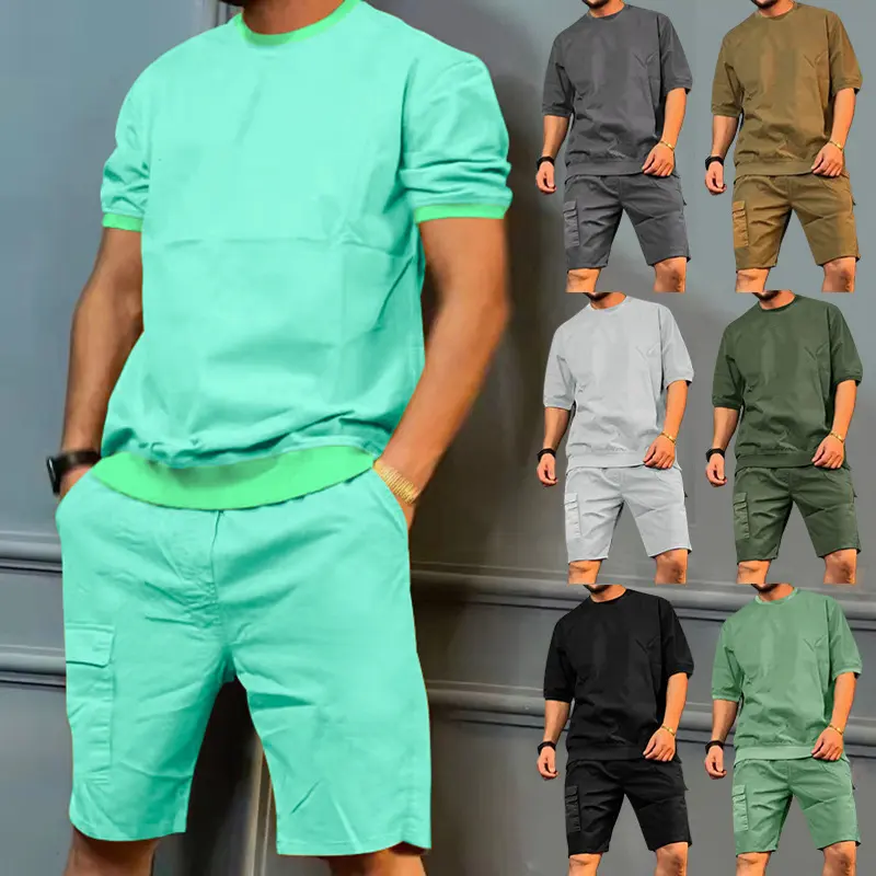 Men's Sports Suits Summer Round Neck Short-sleeved Top