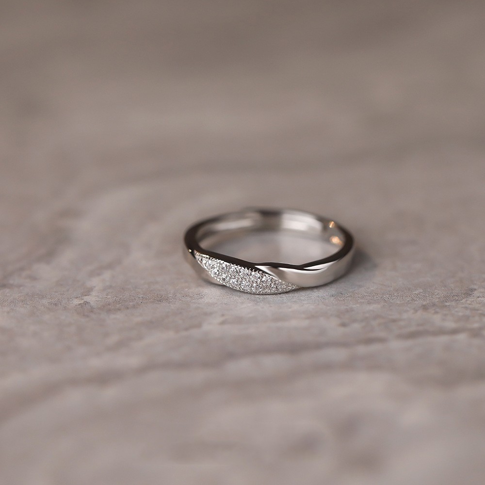 S925 Sterling Silver Simple Ripple Couple Ring