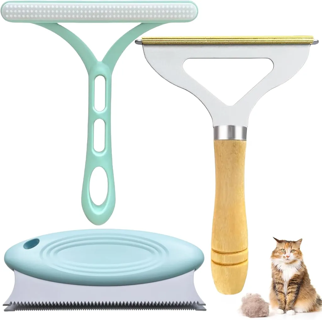 3 Pack Pet Hair Remover Lint Remover Portable Dog Cat Hair Remover Lint Cleaner Brush Reusable Lint Shaver And Carpet Scraper For Clothes Fuzz Couc...
