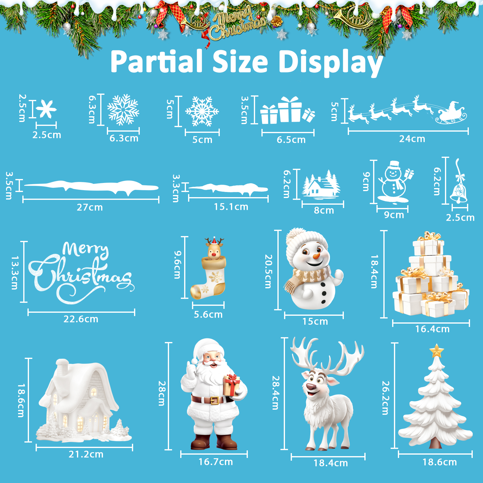 Nepfaivy Christmas Window Stickers Reusable 190Pcs - Double Sided Xmas Scene — image 7