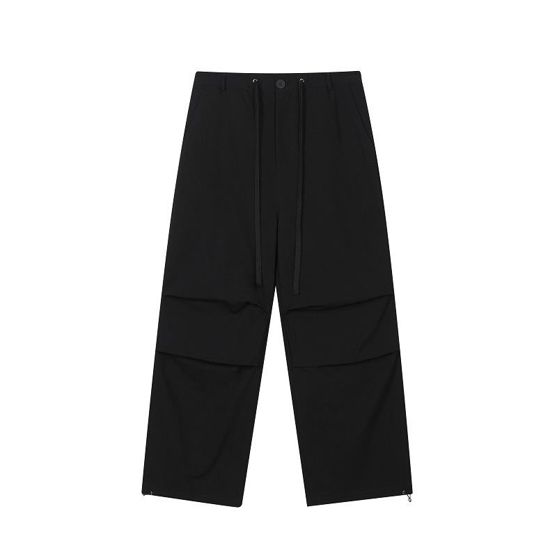 Retro Drawstring Design Acrylic Fibers Loose Casual Trousers