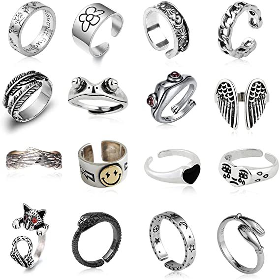 Thai Silver Frog Retro Gothic Hug Ring Cute Fashion  Girl Gift Set