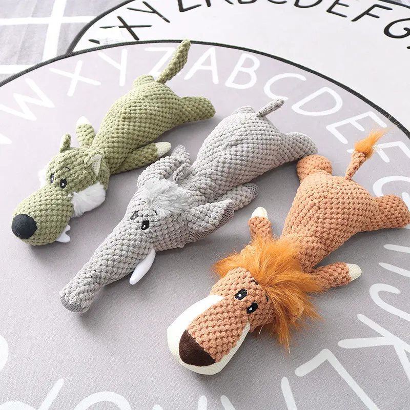 Plush Cartoon Puppy Dog Toy Pet Dog Chew Squeak