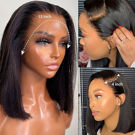 13x4 Lace Front Bob Wig, Straight Texture, Natural Color, Density