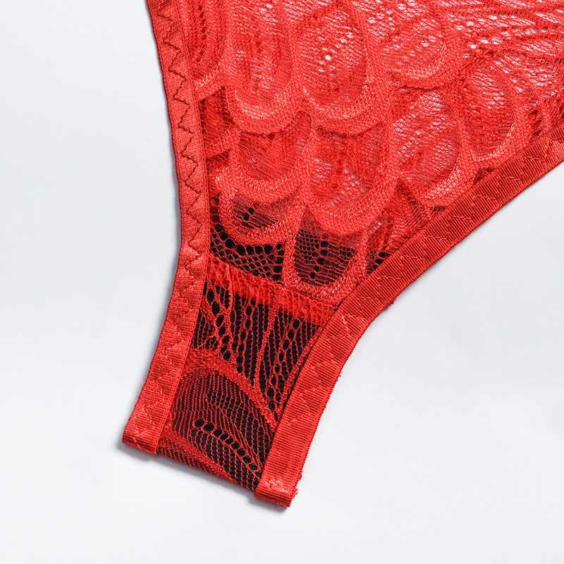 Three-piece Underwear With Chest Pad Sponge Steel Ring Shaping Lace Halter Neck