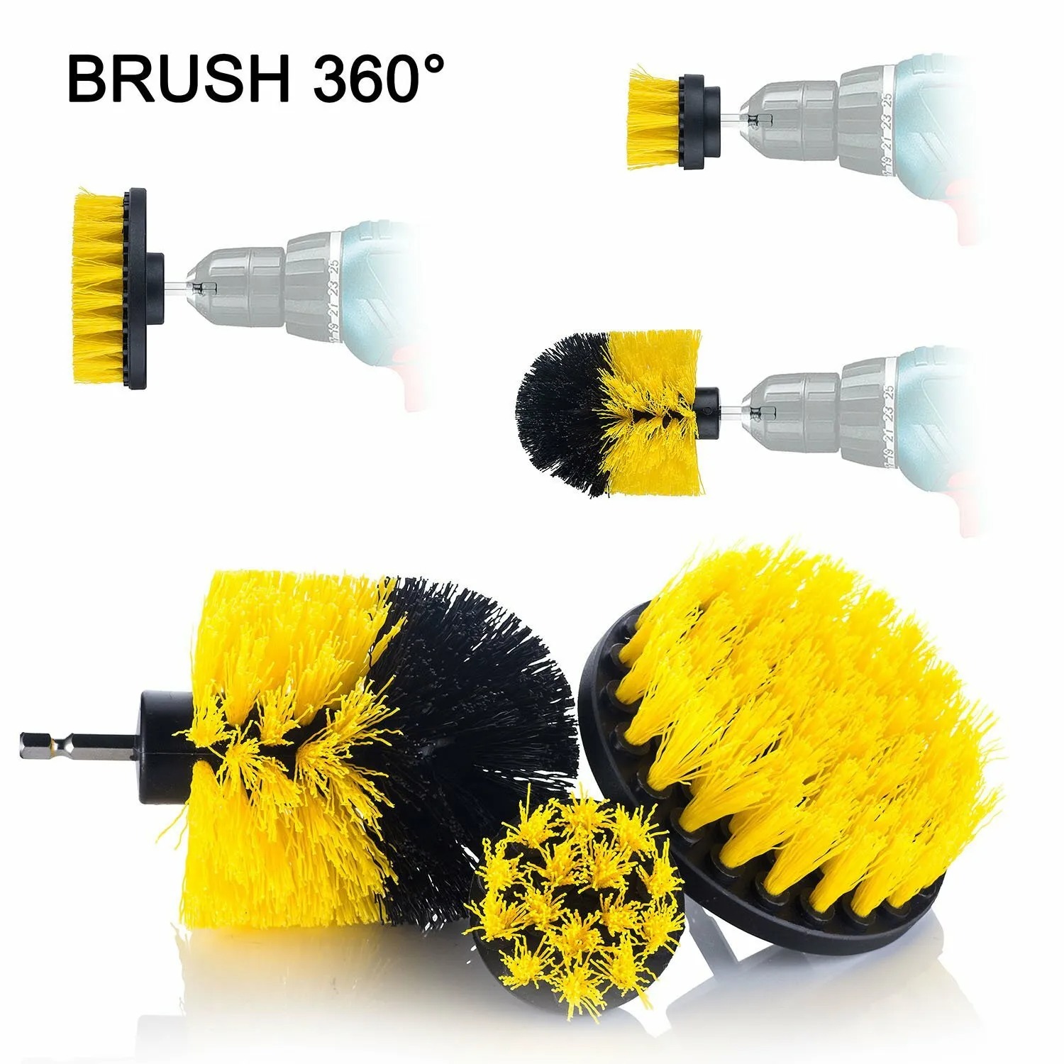 Scrubber Brushes Set Kit with Adapter. we ship only inside the US, USPS First Class Package 2 Day Handling , 2-5 Day Shipping. Scrub Brush Drill Attachment Kit - All Purpose Power Scrubber Brush Cleaner for Grout, Floor, Tub, Shower, Tile, Corners, Bathro